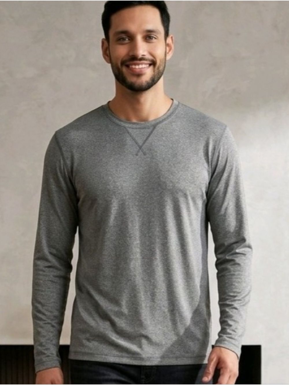 32 Degrees Cool Mens Long Sleeve Crew Neck Gray #PJ4